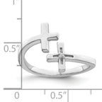 Sterling Silver Rhodium-plated CZ Double Cross Adjustable Ring