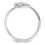Sterling Silver Rhodium-plated Polished Blue & White CZ Eye Adjustable Ring
