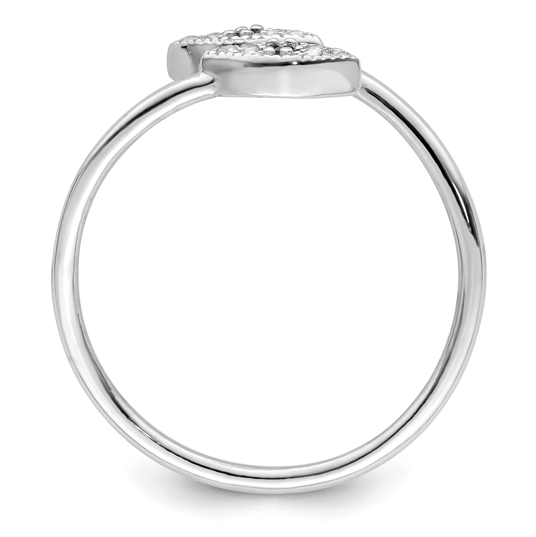Sterling Silver Rhodium-plated Polished Blue & White CZ Eye Adjustable Ring