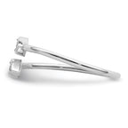 Sterling Silver Rhodium-plated Polished Blue & White CZ Eye Adjustable Ring