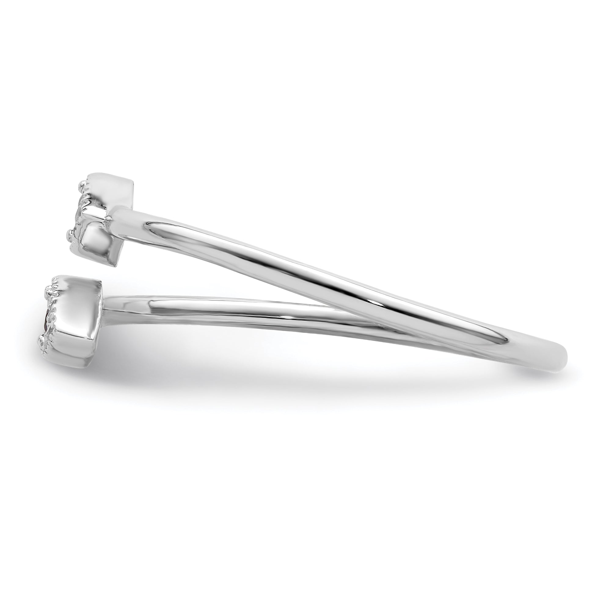 Sterling Silver Rhodium-plated Polished Blue & White CZ Eye Adjustable Ring