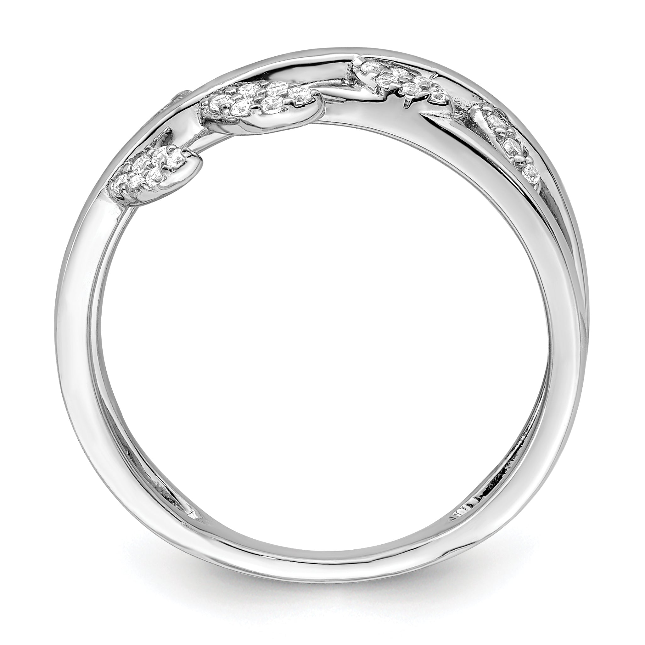 Sterling Silver Rhodium plated CZ Leaves Ring Secondary image