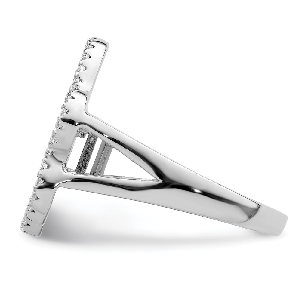 Sterling Silver Rhodium-plated Polished CZ Paw Print Ring