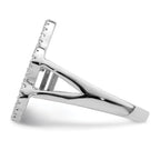 Sterling Silver Rhodium-plated Polished CZ Paw Print Ring