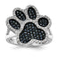 Sterling Silver Rhodium-plated Polished CZ Paw Print Ring