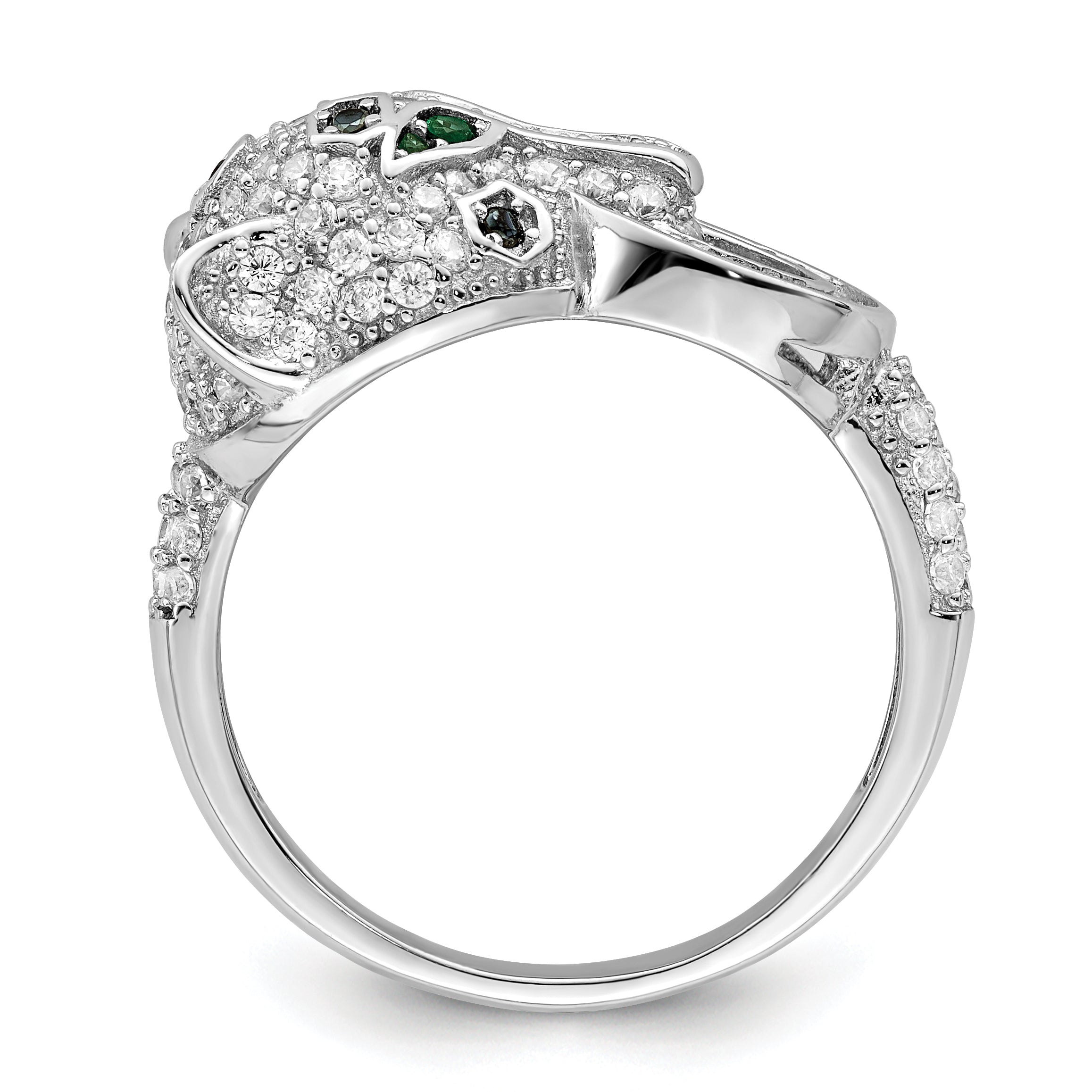 Sterling Silver Rhodium-plated Polished CZ Cheetah Ring Secondary image