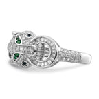Sterling Silver Rhodium-plated Polished CZ Cheetah Ring
