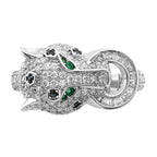 Sterling Silver Rhodium-plated Polished CZ Cheetah Ring