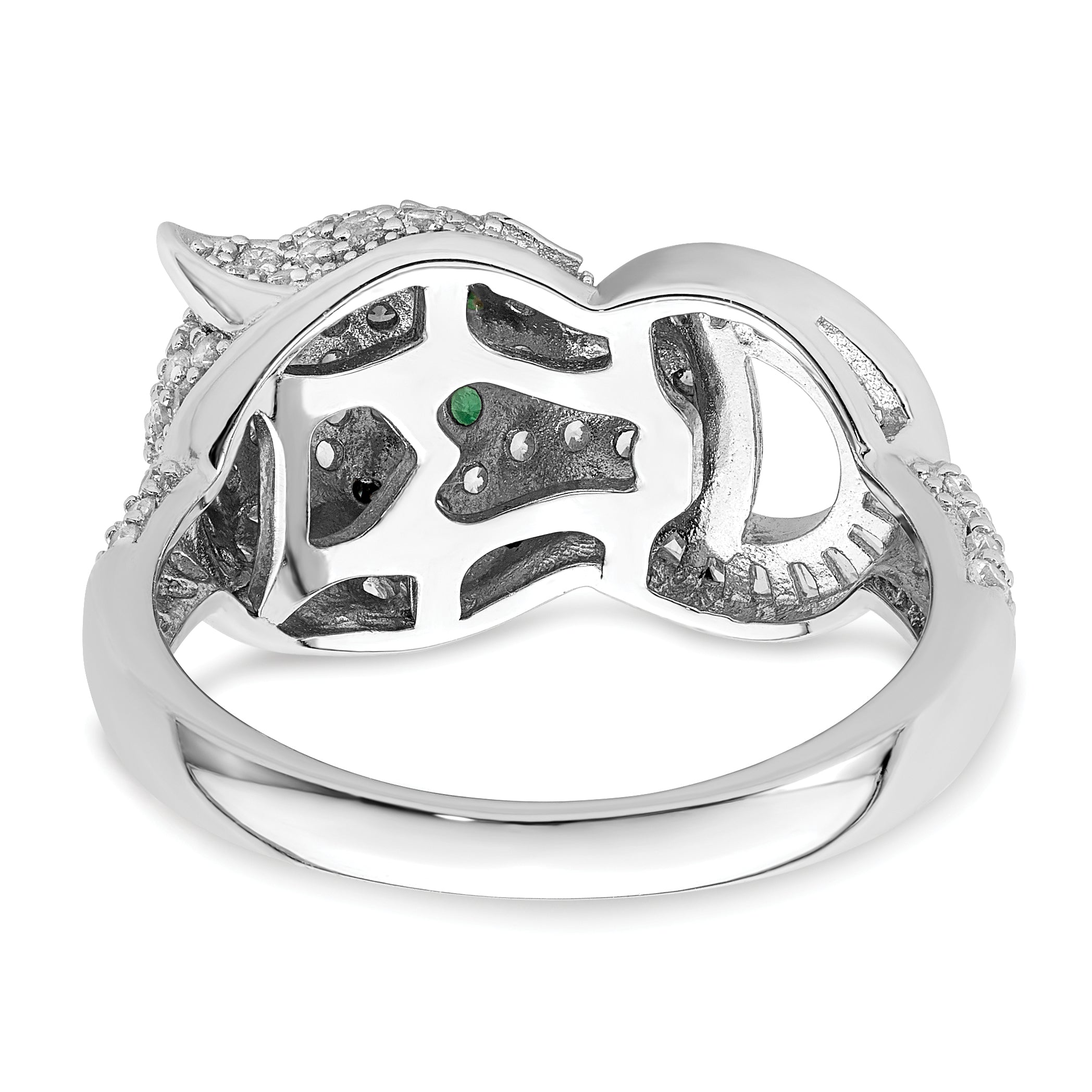 Sterling Silver Rhodium-plated Polished CZ Cheetah Ring