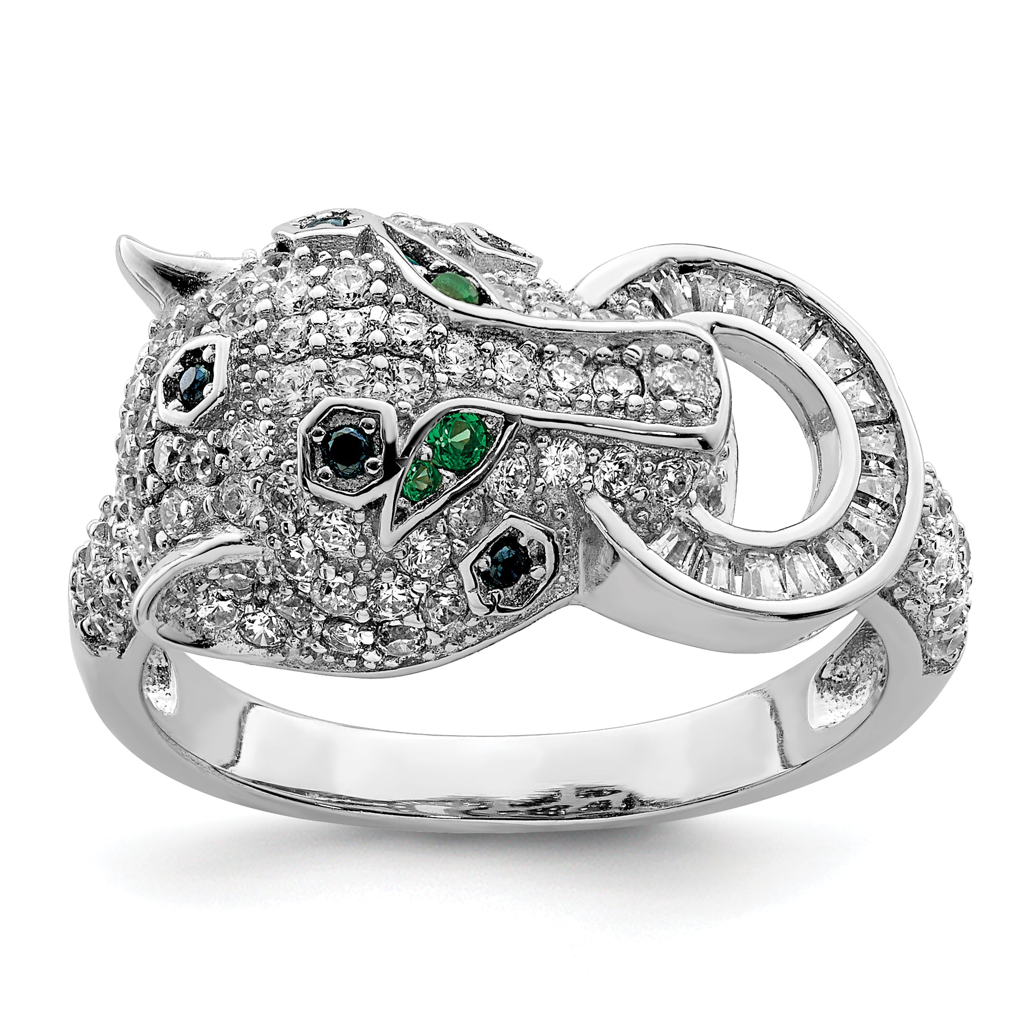 Sterling Silver Rhodium-plated Polished CZ Cheetah Ring Main image