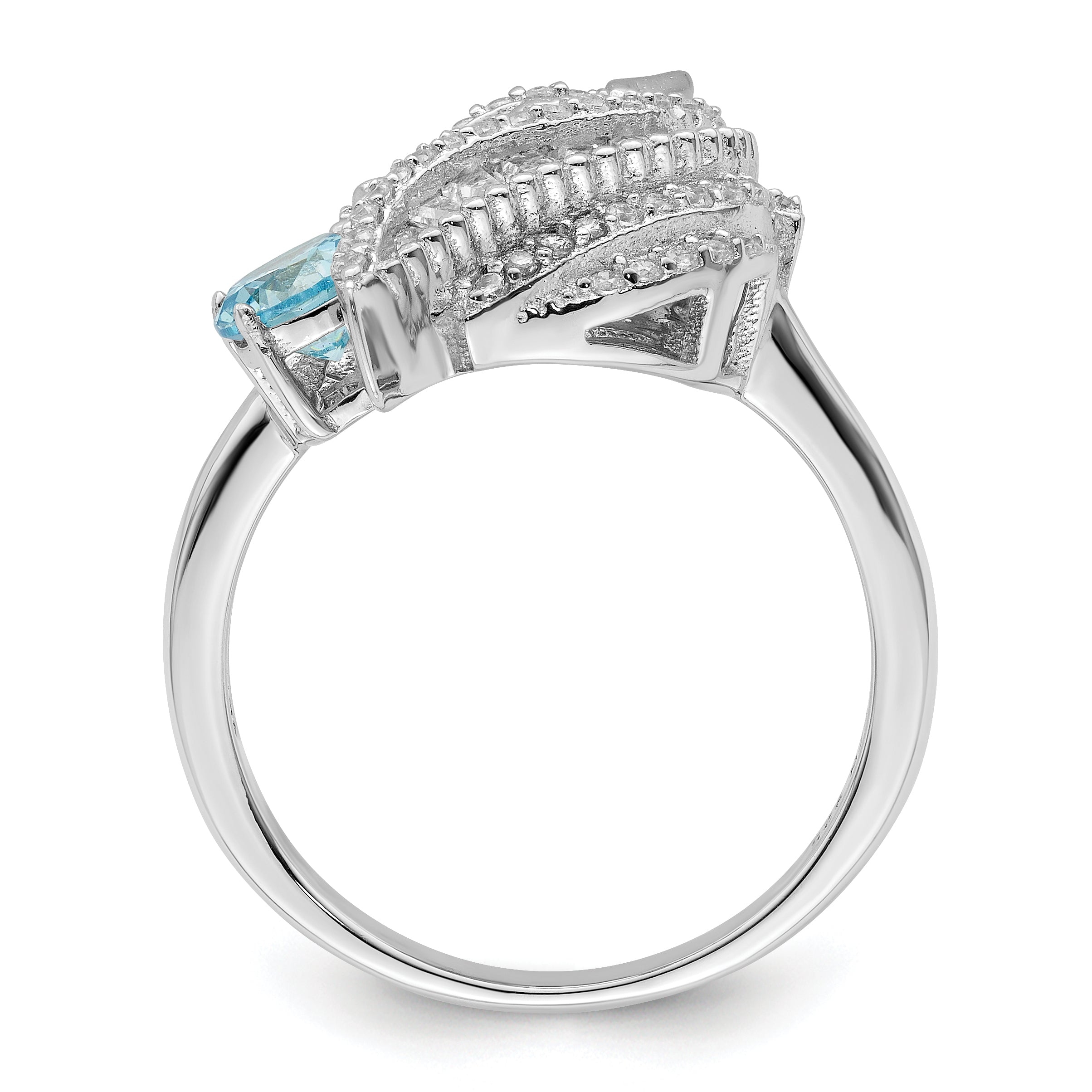 Sterling Silver Rhodium-plated Polished CZ Unicorn Ring Secondary image