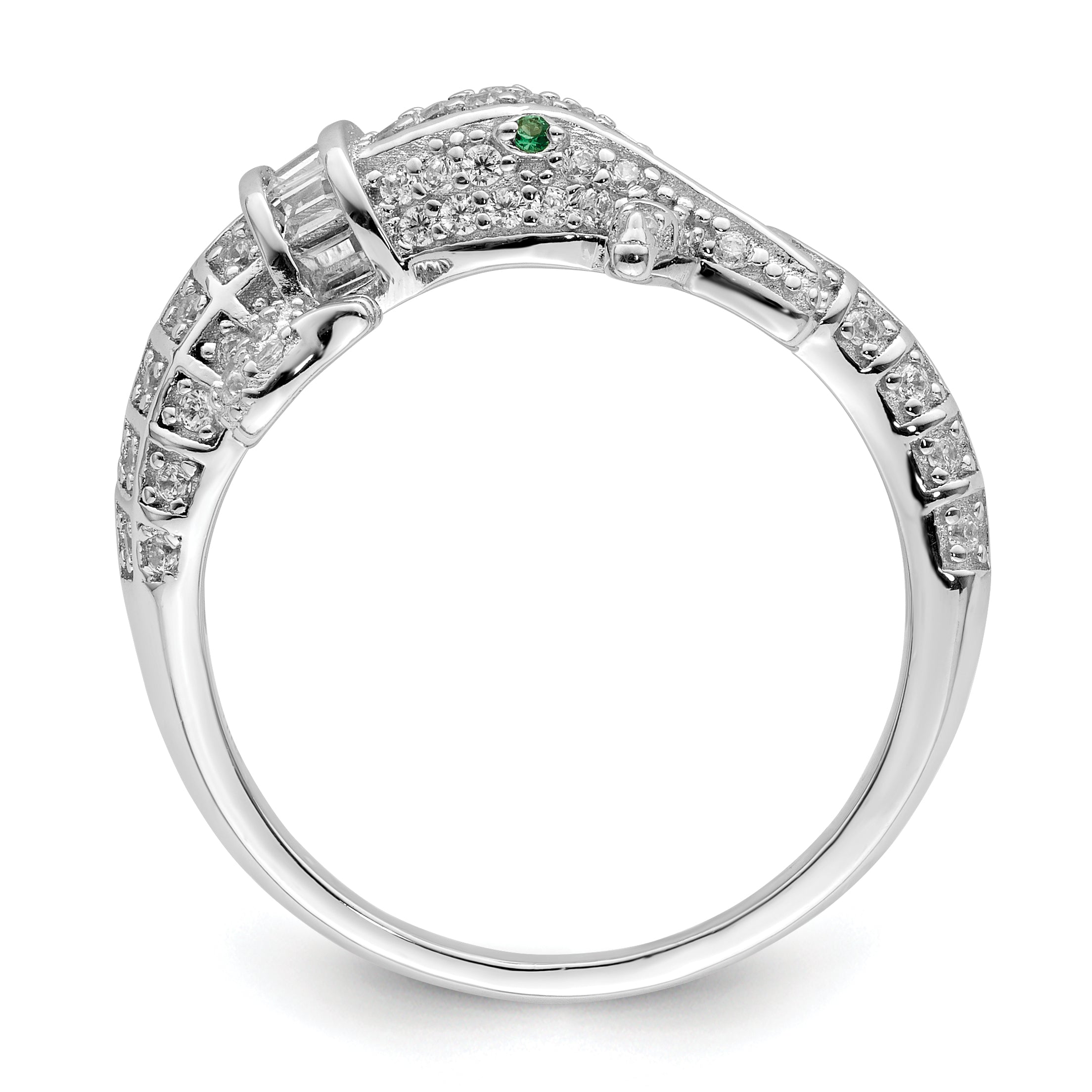 Sterling Silver Rhodium-plated Polished CZ Alligator Ring Secondary image