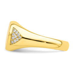 Sterling Silver CZ Gold-tone Signet Ring