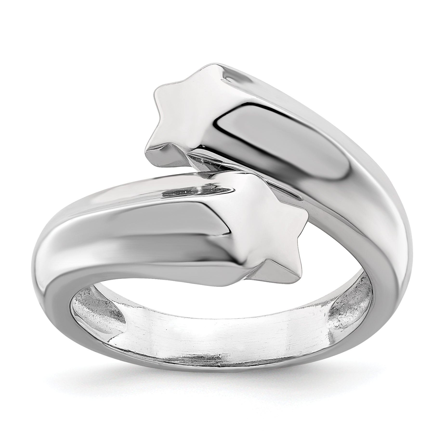 Sterling Silver Rhodium-plated Polished Shooting Stars Ring Main image