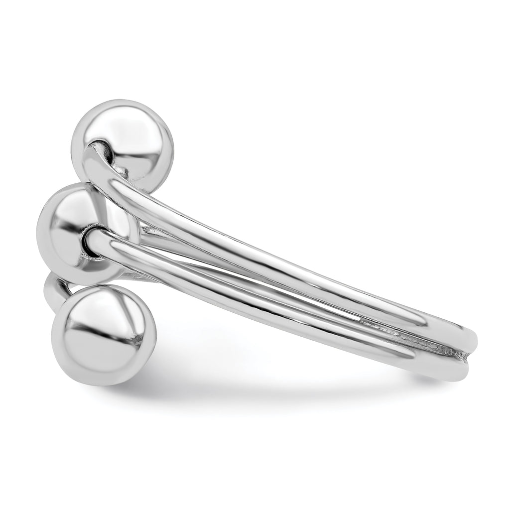 Sterling Silver Rhodium-Plated Polished 3 Ball Ring