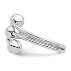 Sterling Silver Rhodium-Plated Polished 3 Ball Ring