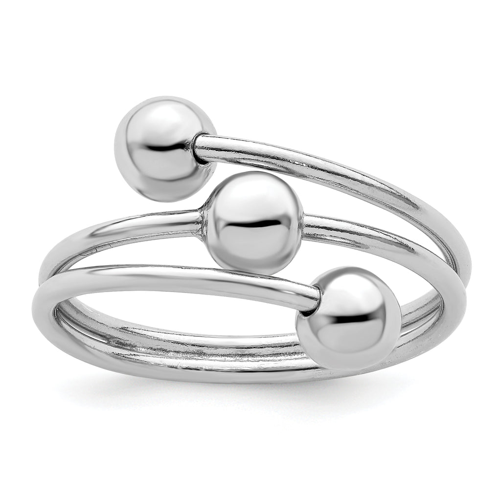 Sterling Silver Rhodium-Plated Polished 3 Ball Ring