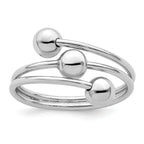 Sterling Silver Rhodium-Plated Polished 3 Ball Ring