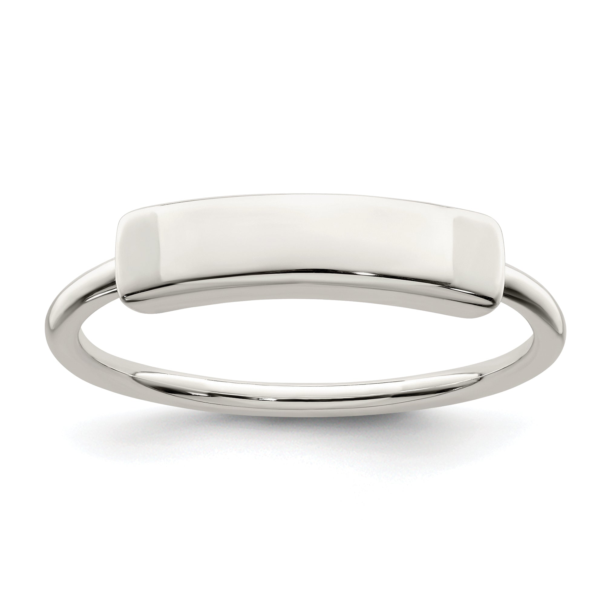 Sterling Silver Polished Engraveable Top Ring Main image