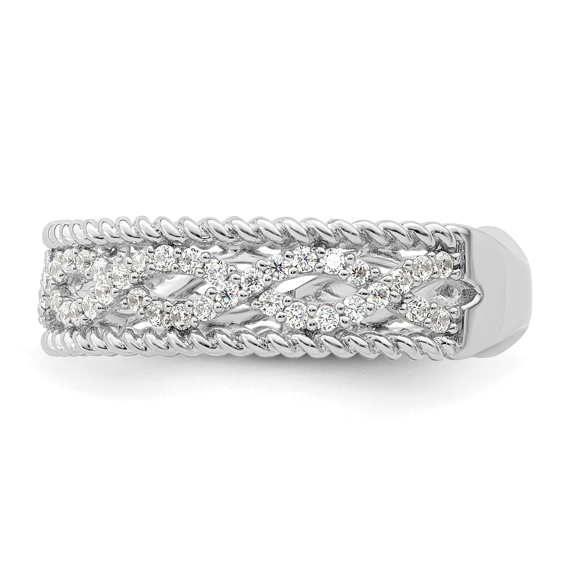 Sterling Silver Rhodium-Plated plated Cubic Zirconi Band Secondary image