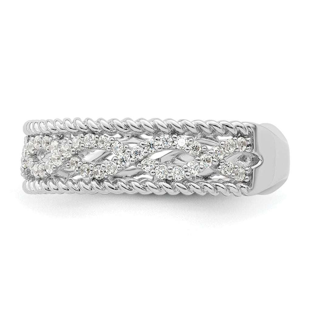 Sterling Silver Rhodium-Plated plated Cubic Zirconi Band