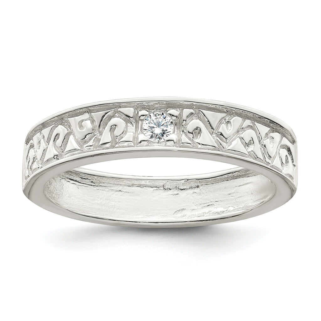 Sterling Silver Polished CZ Fancy Design Ring