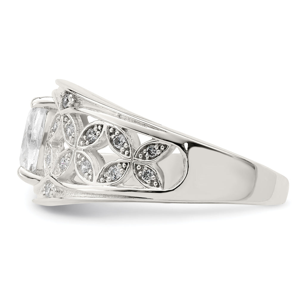 Sterling Silver Cubic Zirconi Flower Ring