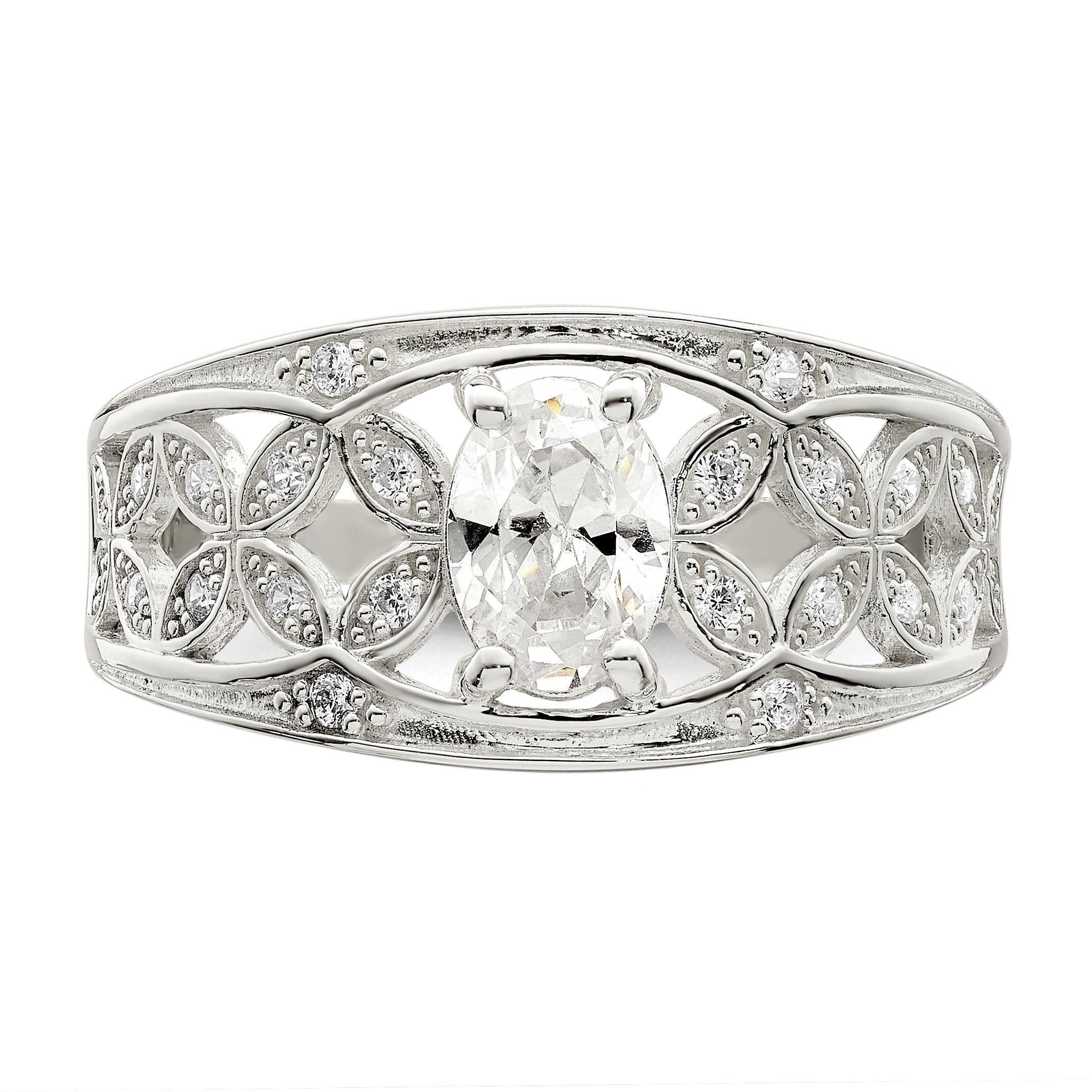Sterling Silver Cubic Zirconi Flower Ring