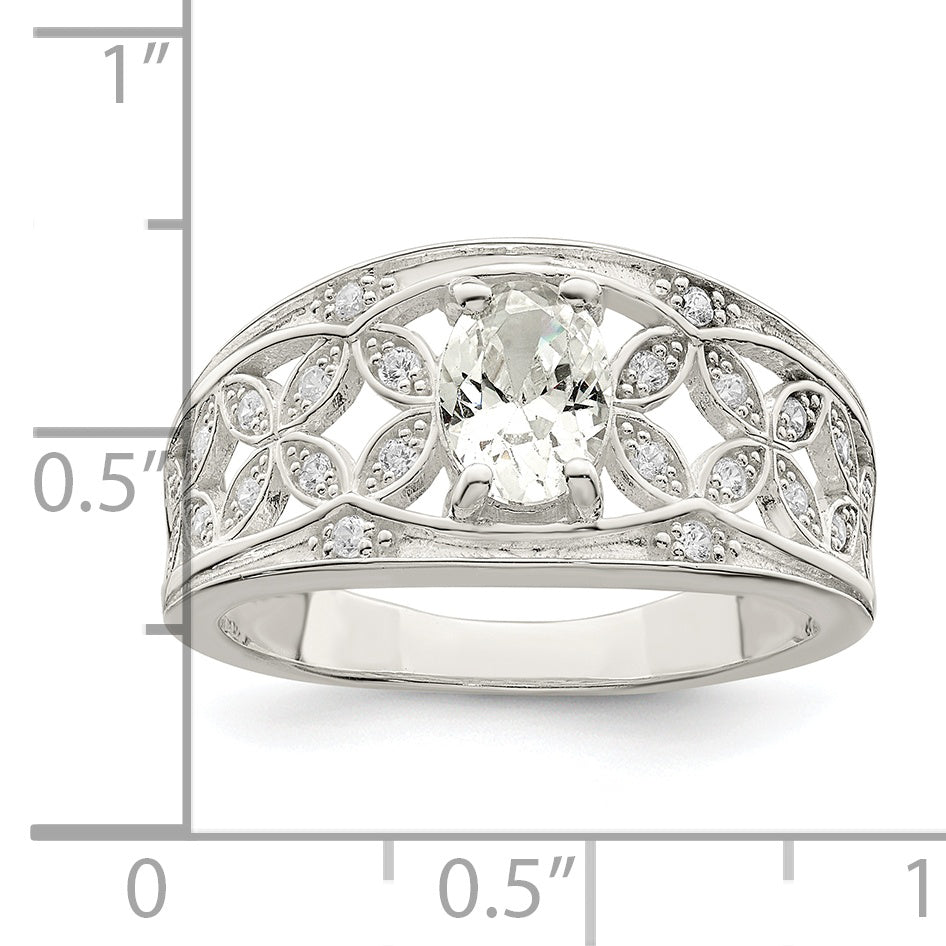 Sterling Silver Cubic Zirconi Flower Ring
