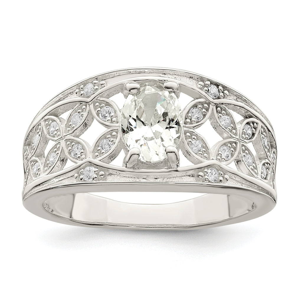 Sterling Silver Cubic Zirconi Flower Ring