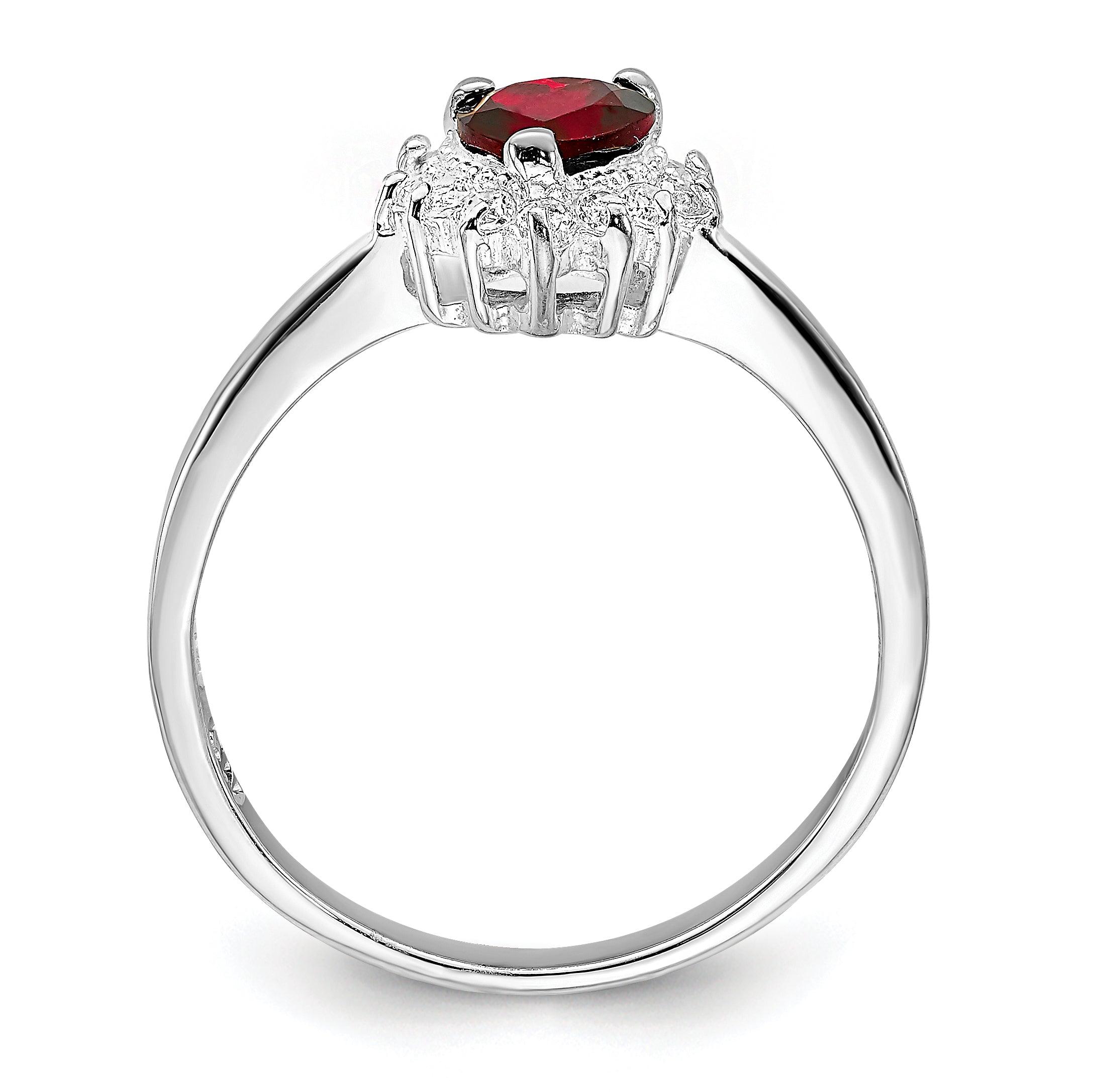 Sterling Silver Rhodium-plated Garnet & CZ Heart Ring Secondary image