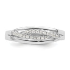 Sterling Silver Rhodium plated CZ Twisted Band