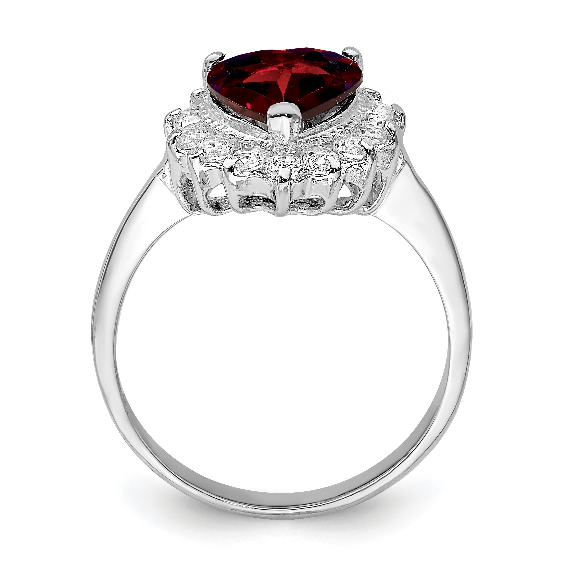 Sterling Silver Rhodium-plated Garnet & CZ Ring Secondary image