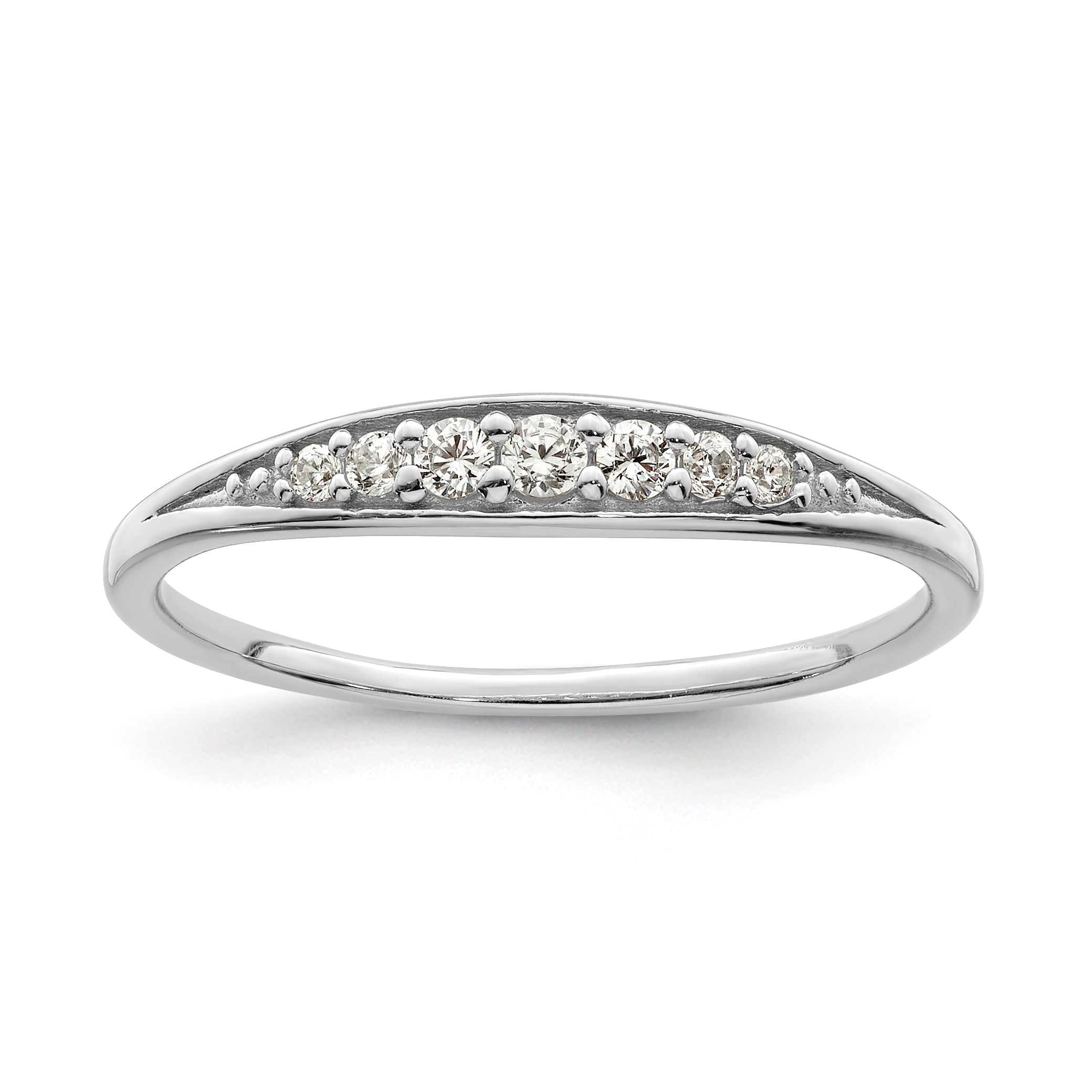 Sterling Silver Rhodium-plated Polished CZ Ring Main image