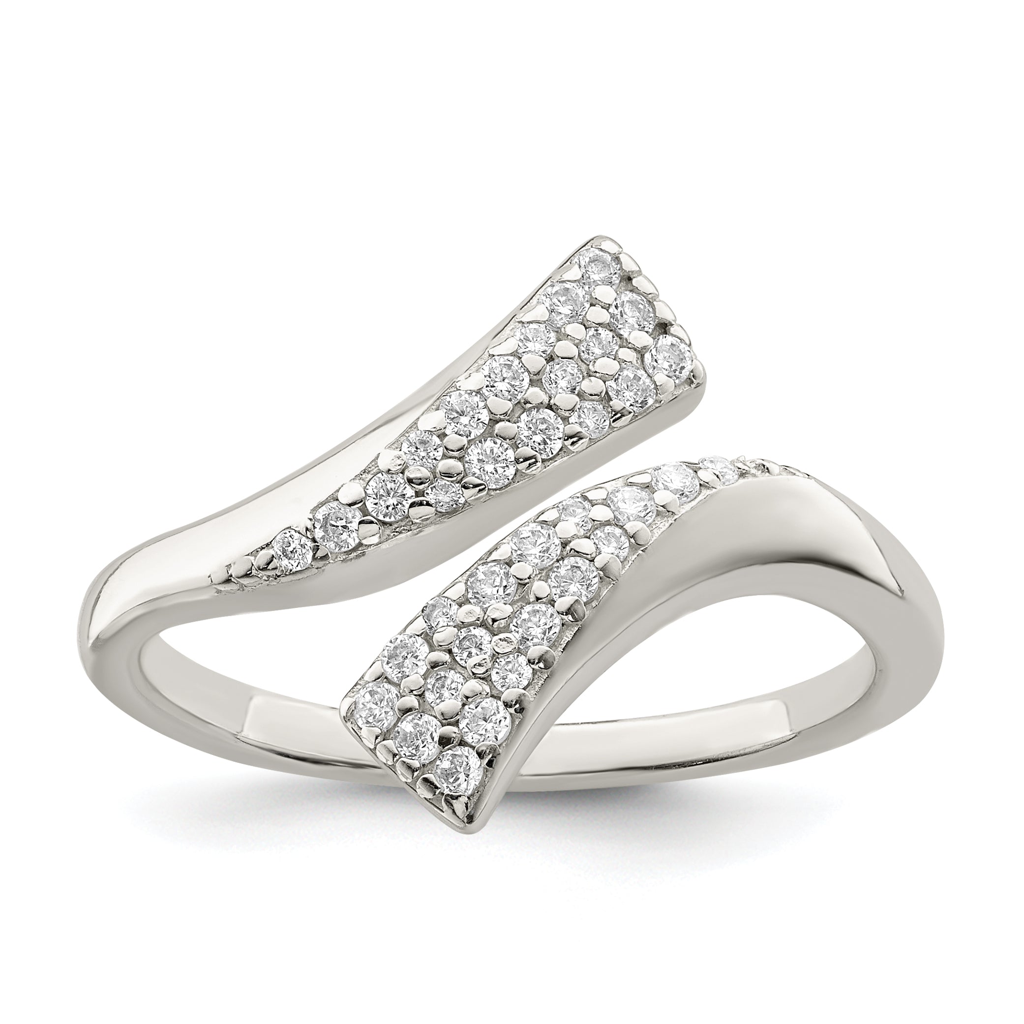 Sterling Silver Polished CZ Fancy Bypass Ring Main image