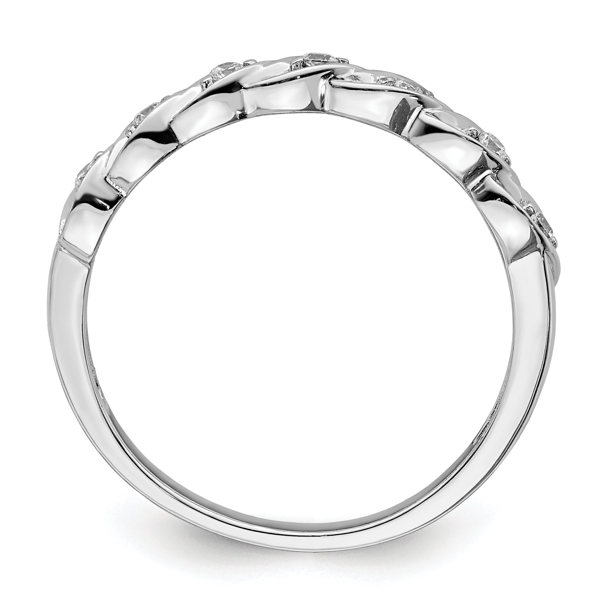 Sterling Silver RH Polished CZ Twisted Ring Secondary image