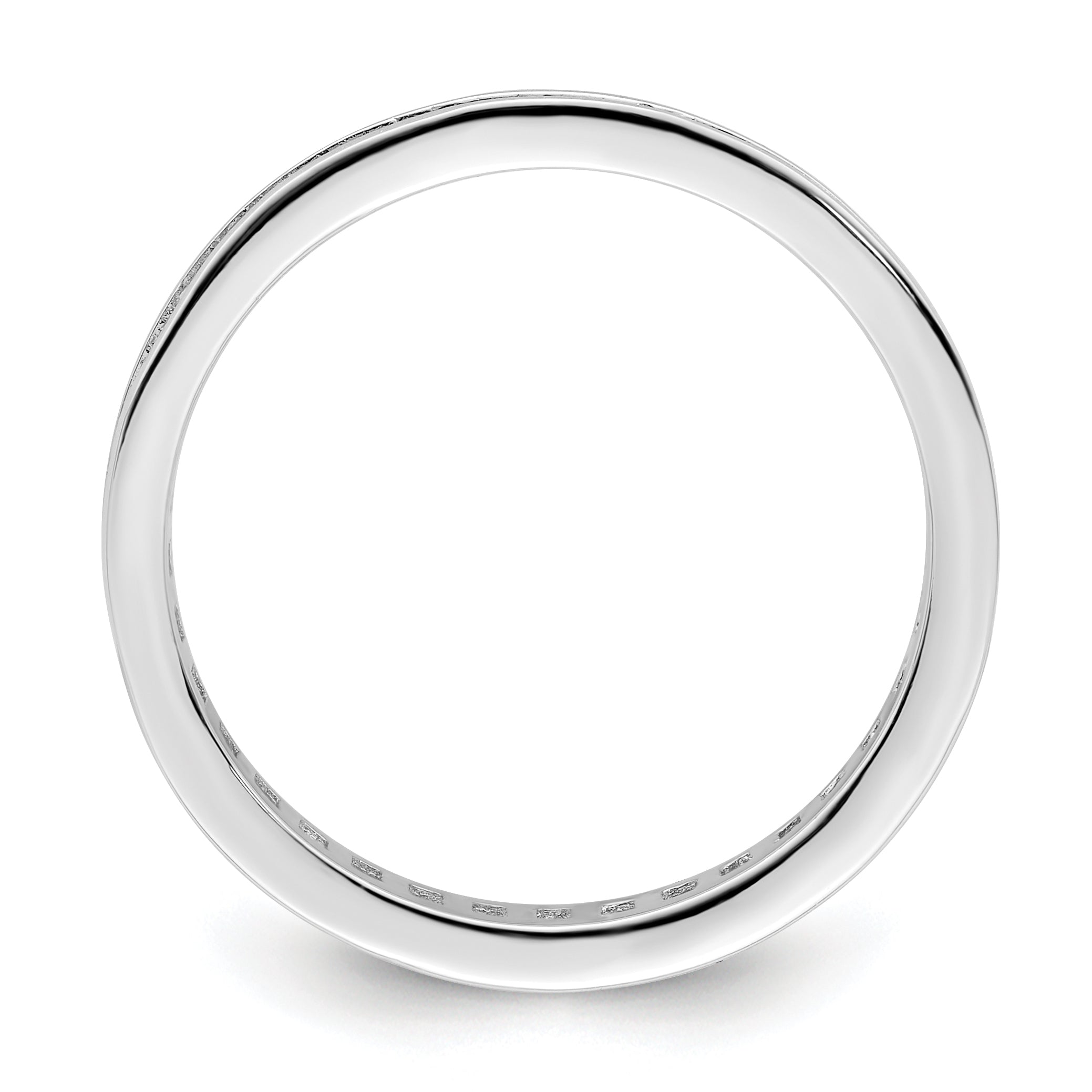 Sterling Silver Polished Rhodium-plated Channel Set CZ Band Secondary image