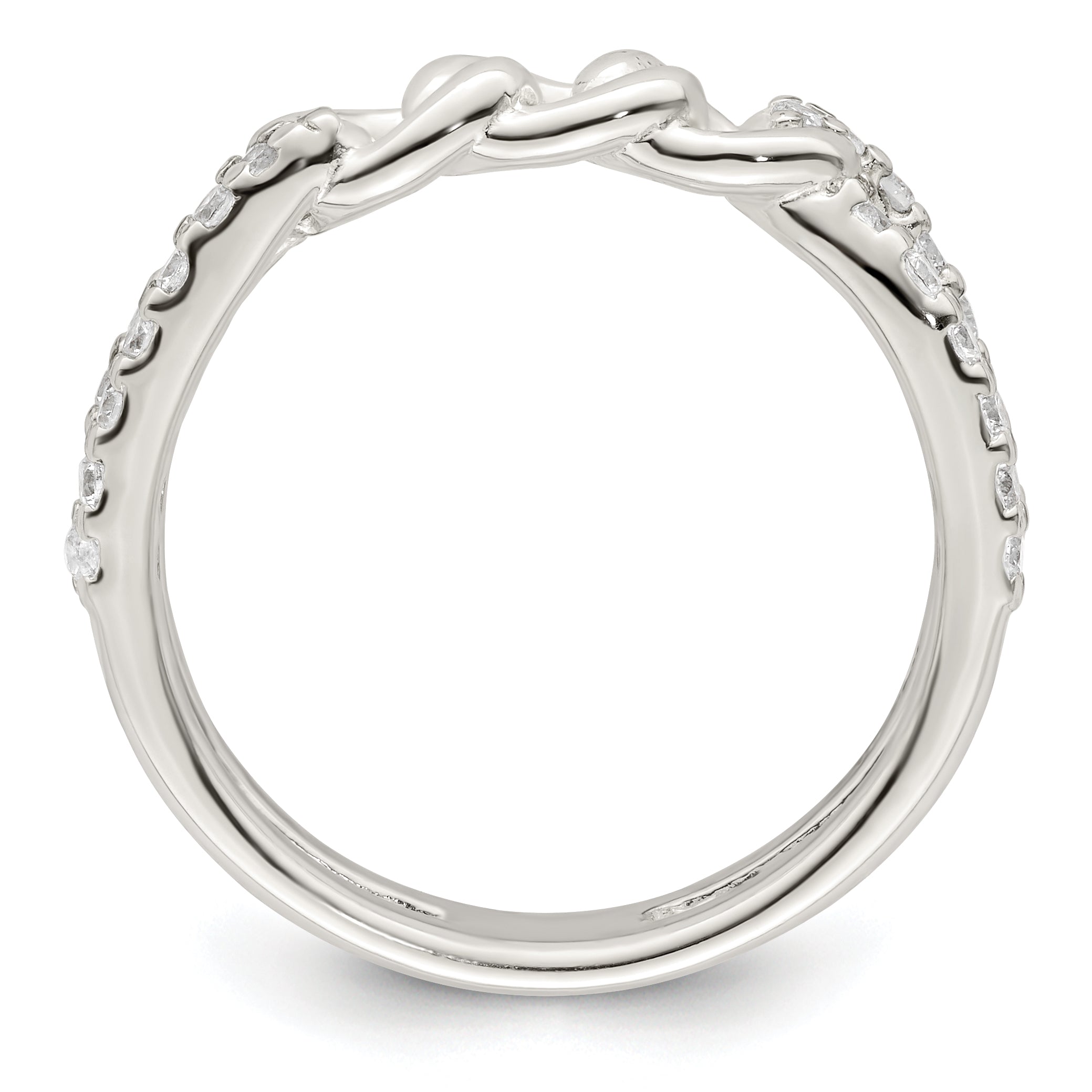 Sterling Silver Polished CZ Chain Detail Ring Secondary image