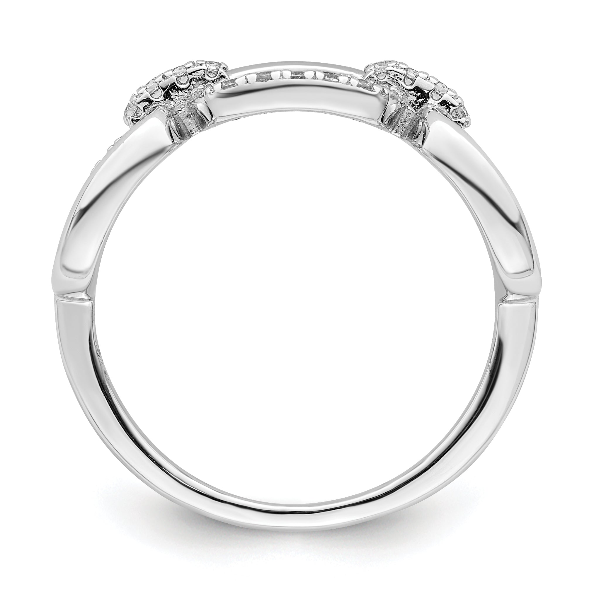 Sterling Silver Rhodium-plated Polished CZ 3 Square Ring Secondary image