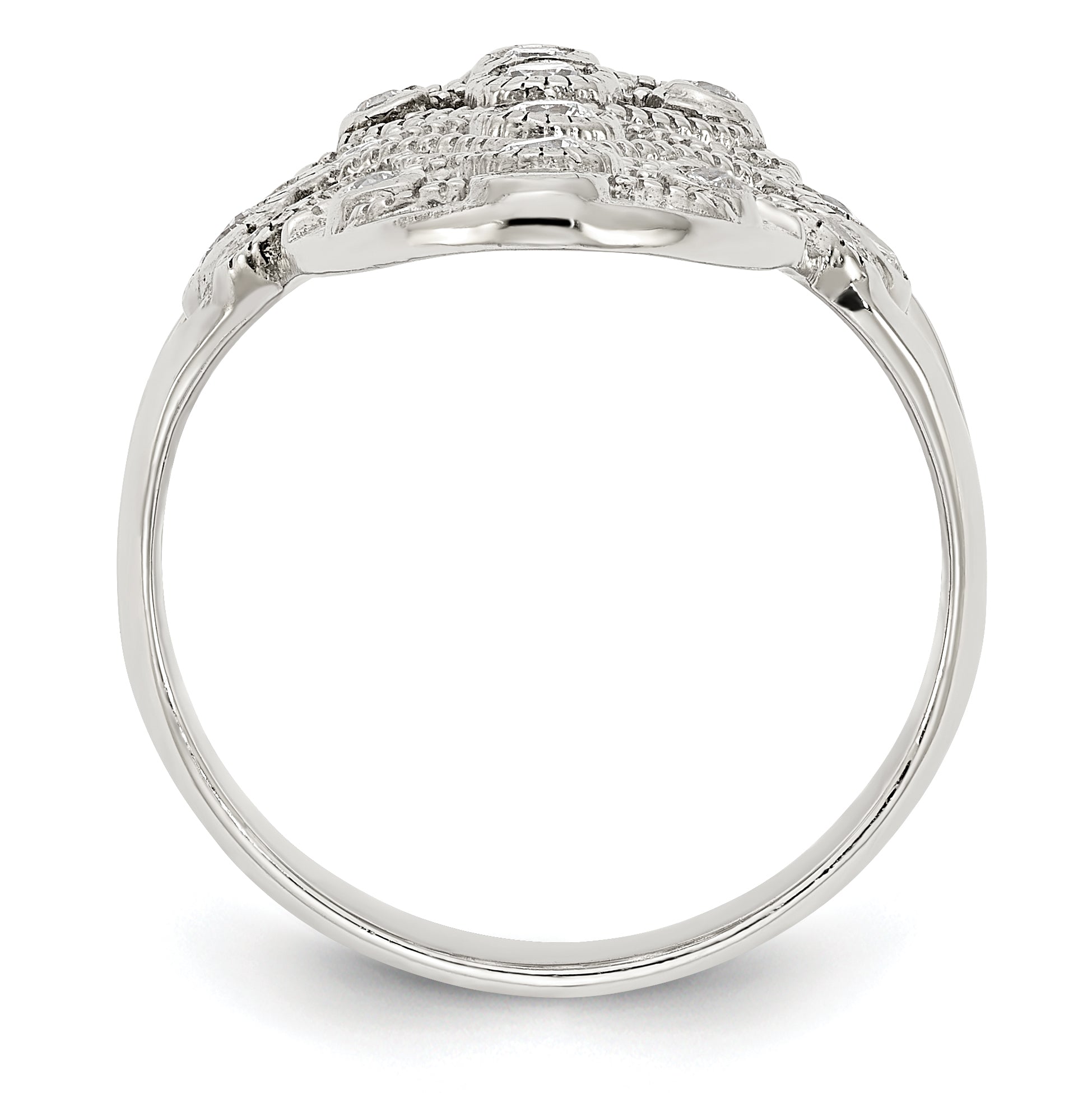 Sterling Silver Polished Fancy CZ Ring Secondary image