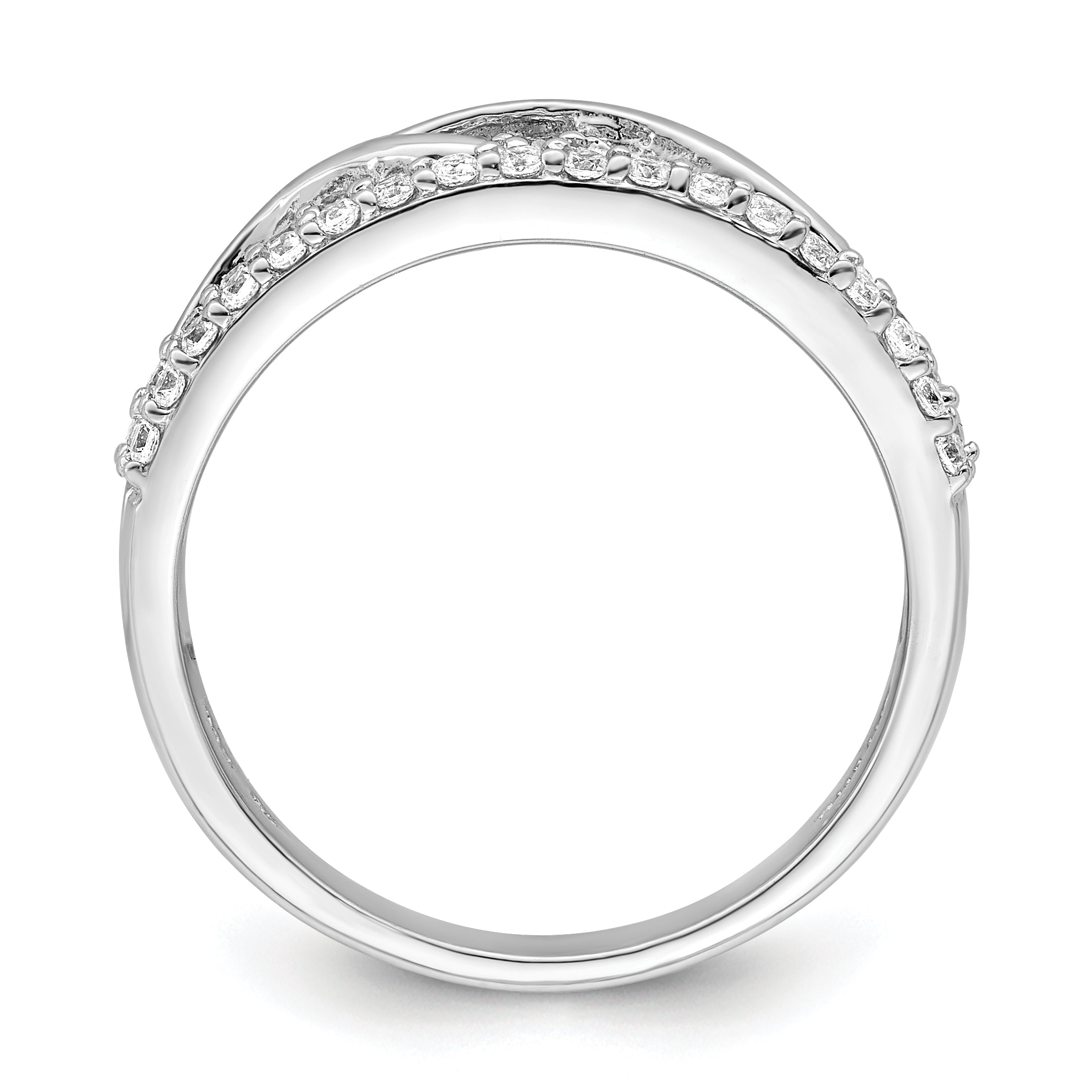 Sterling Silver Rhodium-plated CZ Twist Ring Secondary image