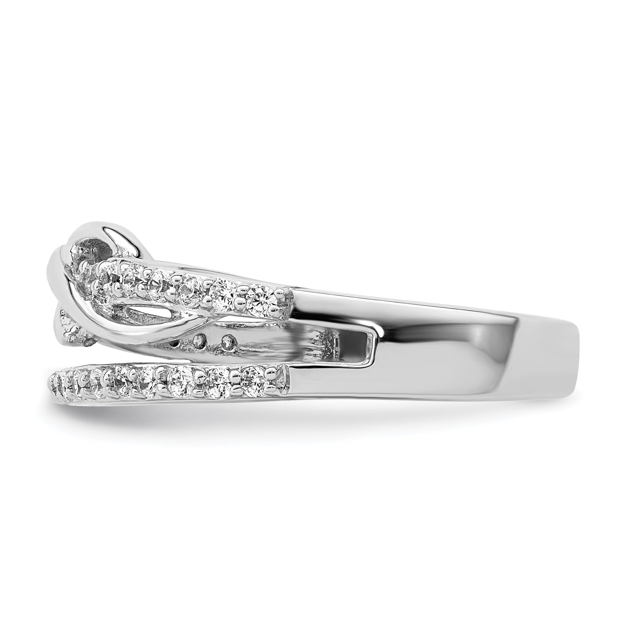 Sterling Silver Rhodium-plated CZ Twist Ring