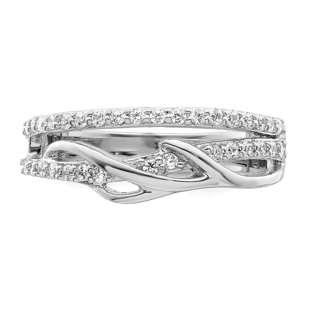 Sterling Silver Rhodium-plated CZ Twist Ring