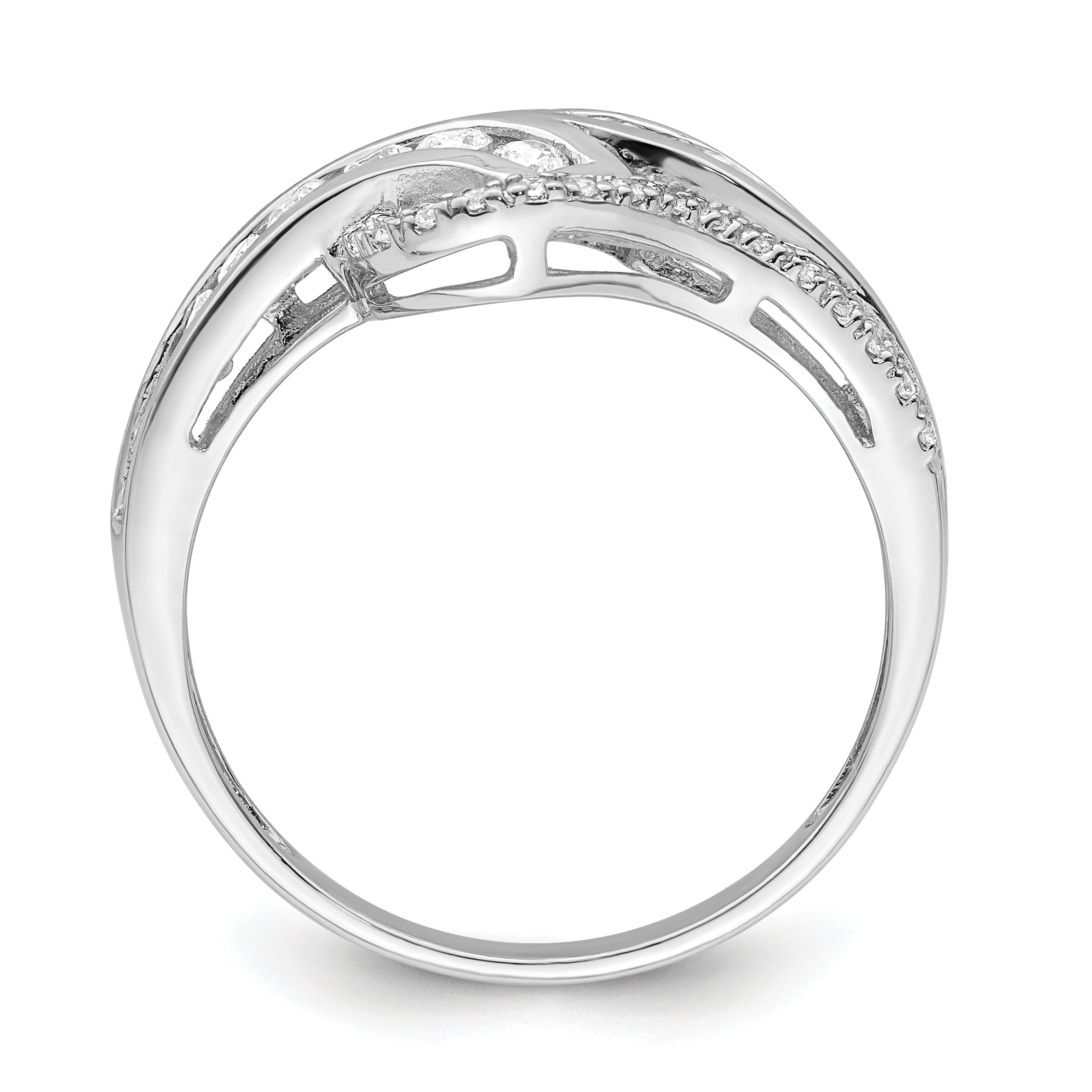 Sterling Silver Rhodium-plated Twist CZ Ring Secondary image