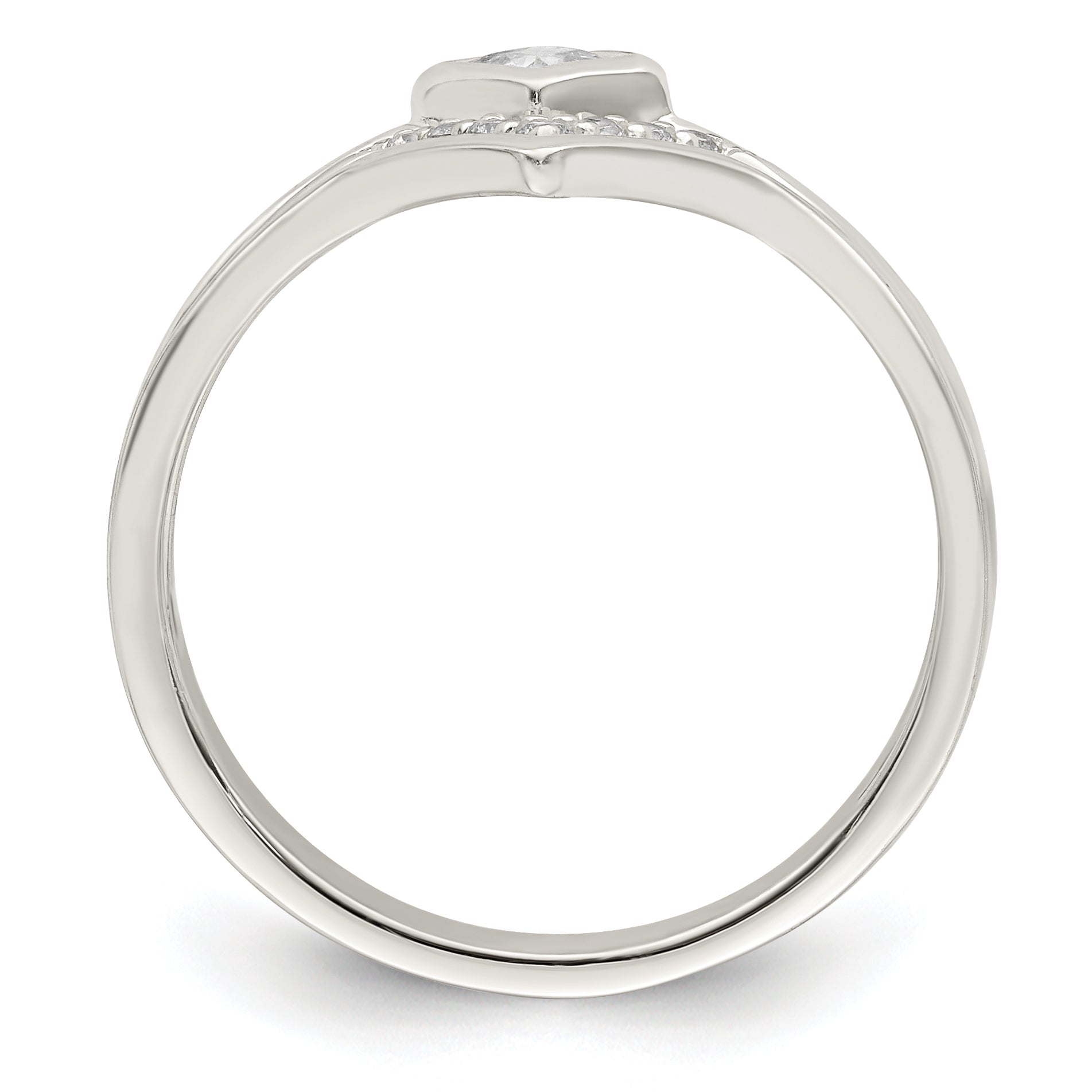 Sterling Silver Polished Square CZ 3 Ring Set Secondary image