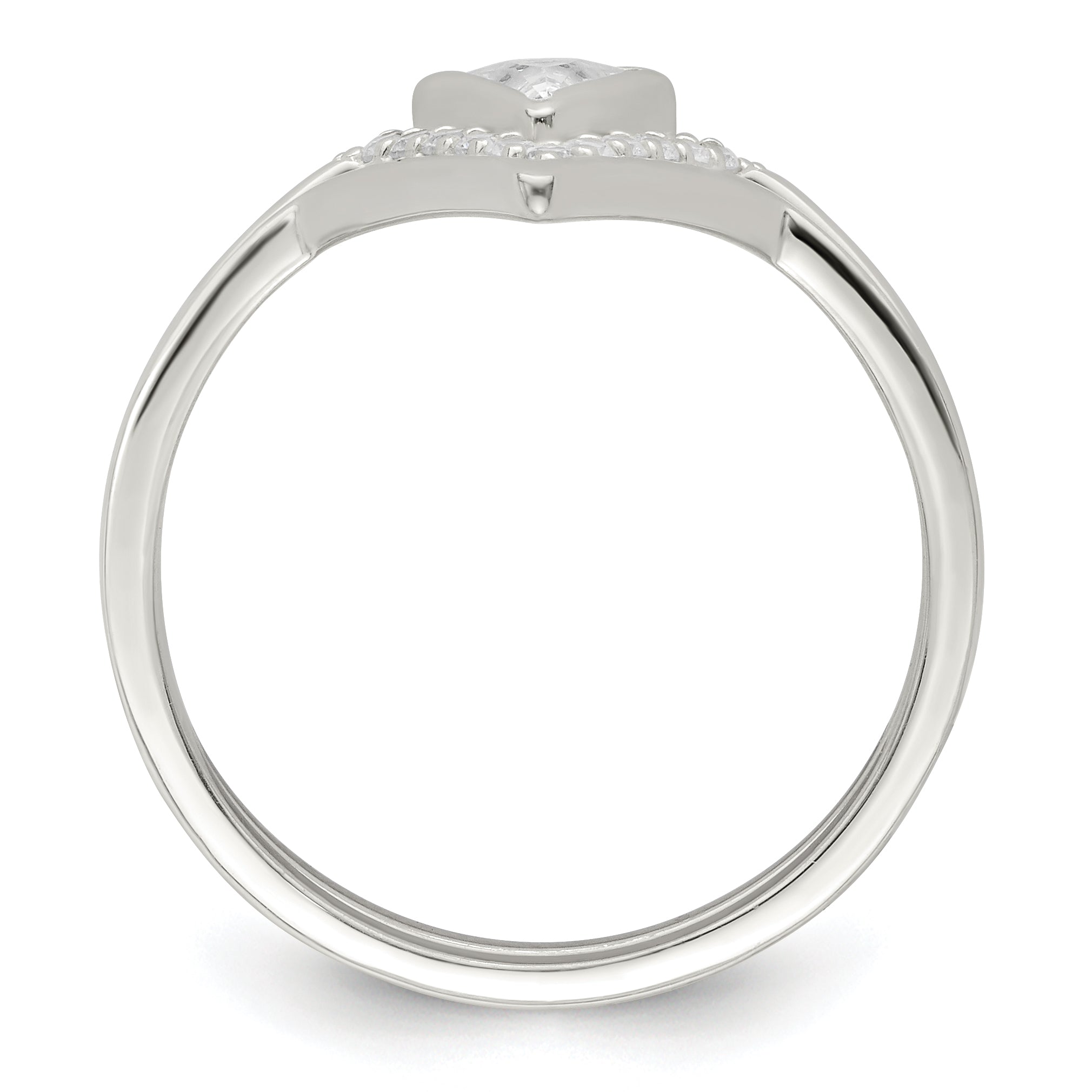 Sterling Silver Polished Triangle CZ 3 Ring Set Secondary image