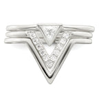 Sterling Silver Polished Triangle CZ 3 Ring Set