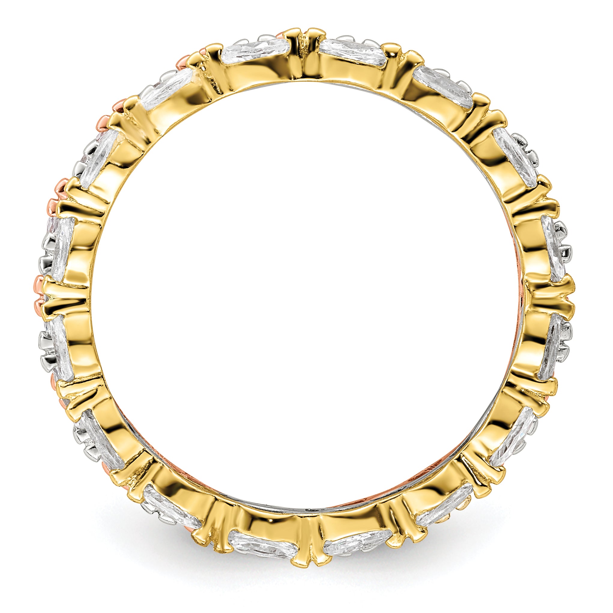 Sterling Silver Rose & Gold-tone Marquise CZ Eternity 3 Ring Set Secondary image