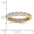 Sterling Silver Rose & Gold-tone Marquise CZ Eternity 3 Ring Set