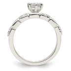 Sterling Silver Polished Cubic Zirconi Wedding Ring Set